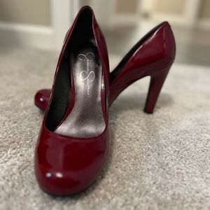 wine patent heels sz 8.5